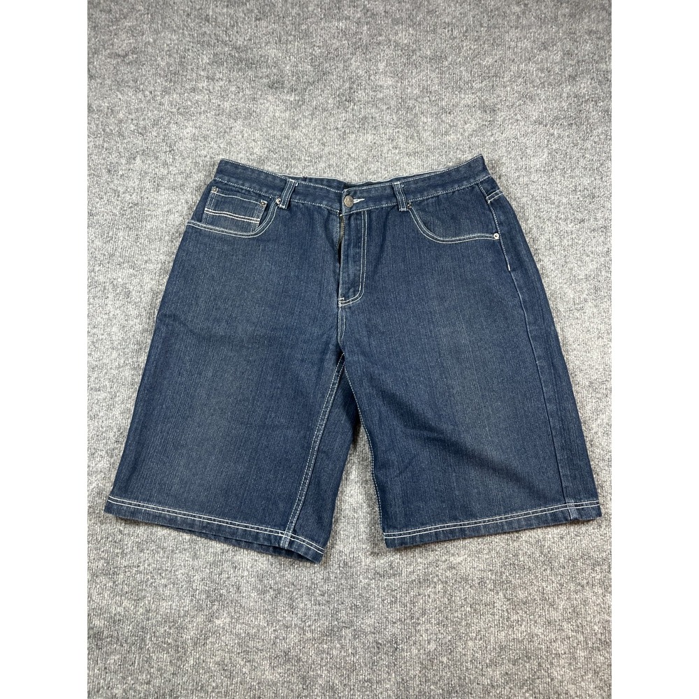 Kayden K Bermuda Denim Shorts Mens 40 Blue Cotton Dark Wash Mid Rise Street Wear